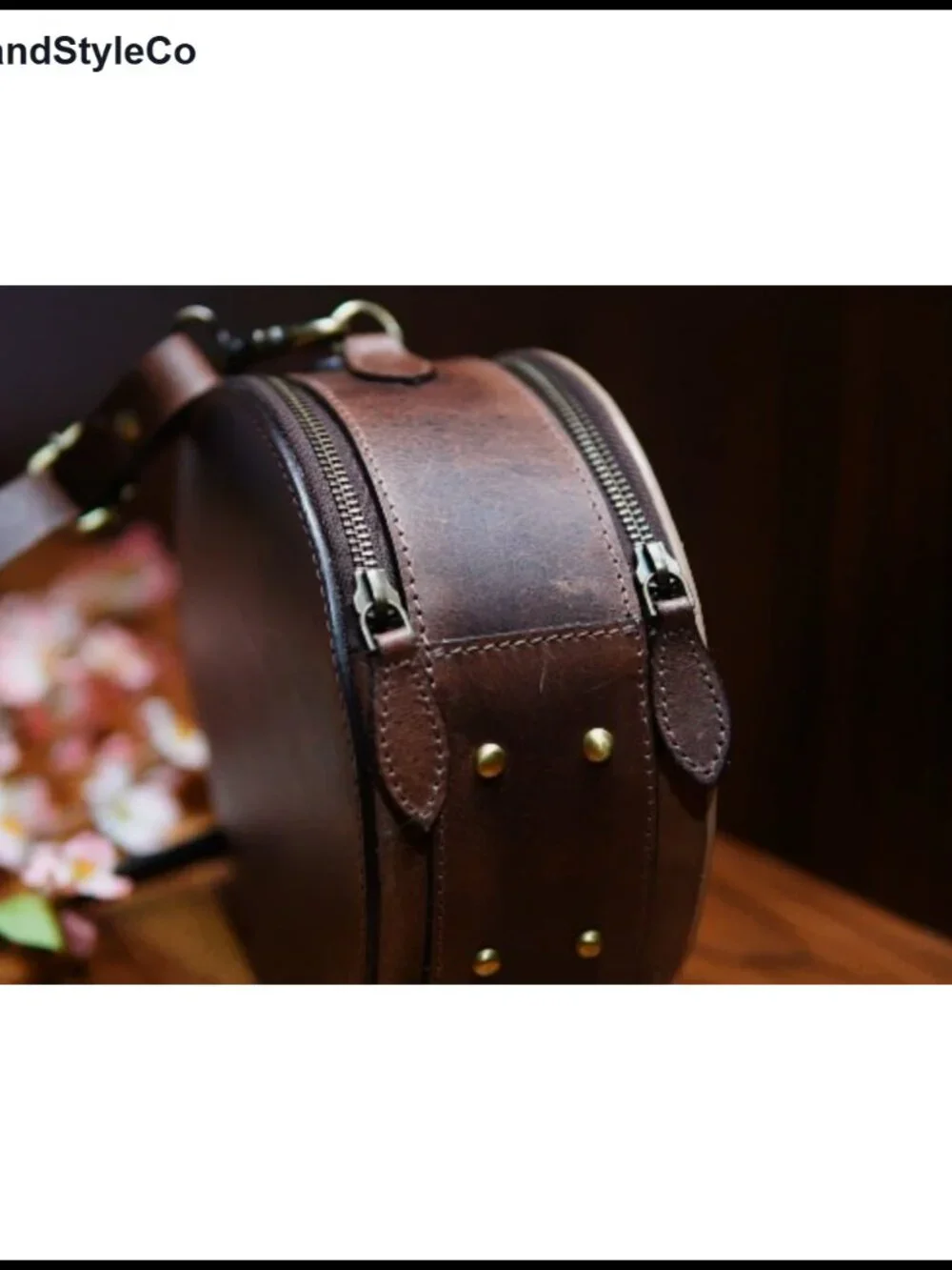 Hand-Stitched Full-Grain Leather Crossbody Bag with Adjustable Strap